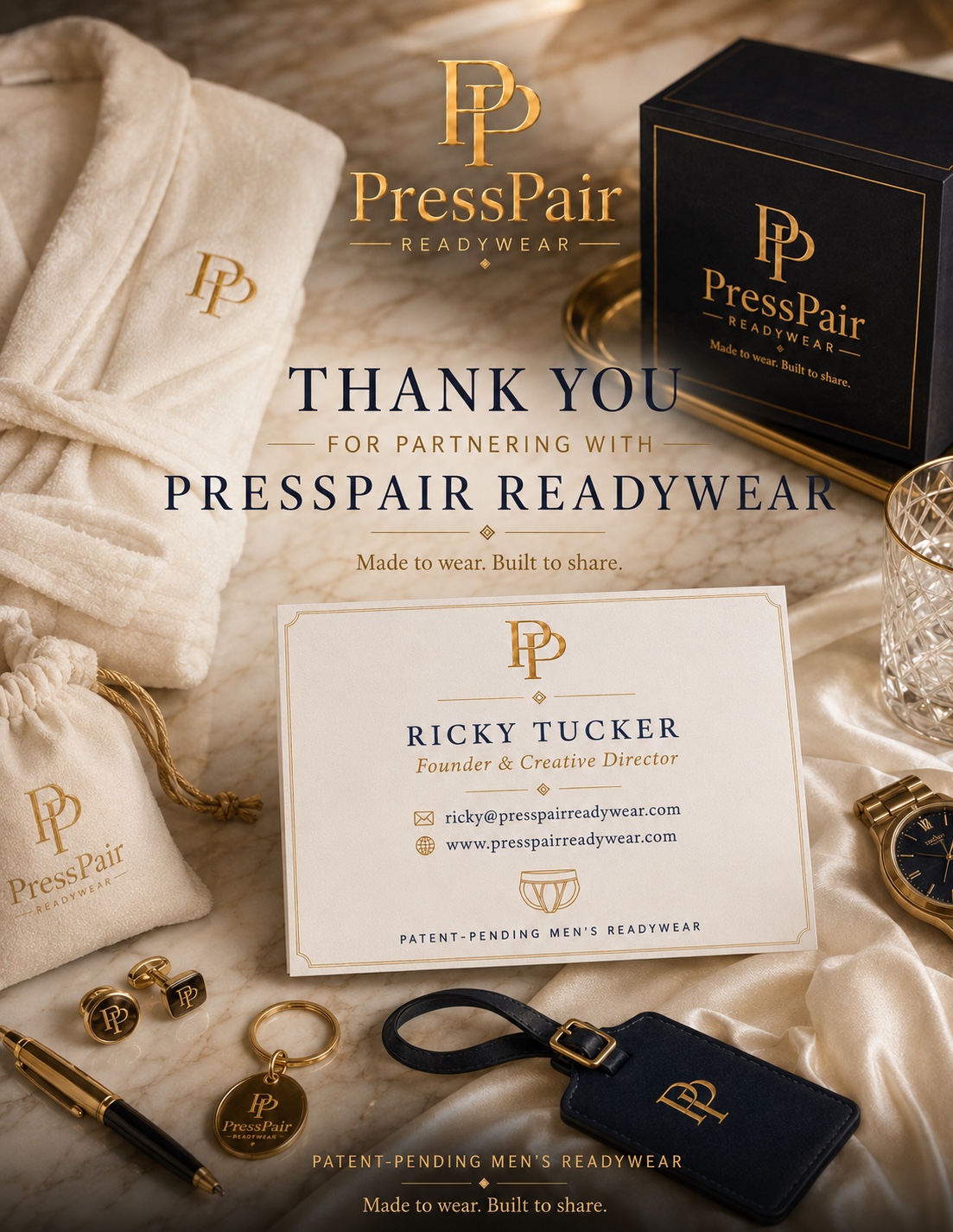 PressPair package and thank-you card