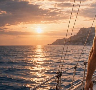 Yacht at sunset